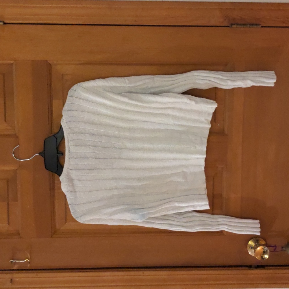 Wet Seal Egret Ribbed Cropped Cotton/Acrylic Blend V-neck Sweater 🔥Host Pick🔥 - Picture 13 of 13